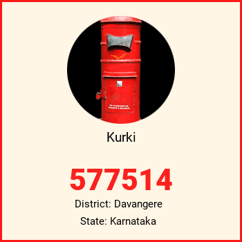 Kurki pin code, district Davangere in Karnataka