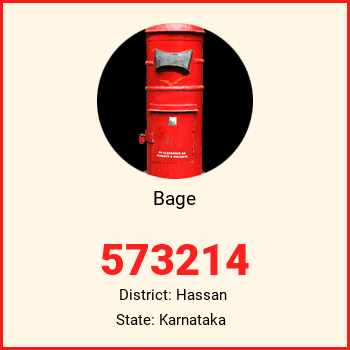 Bage pin code, district Hassan in Karnataka