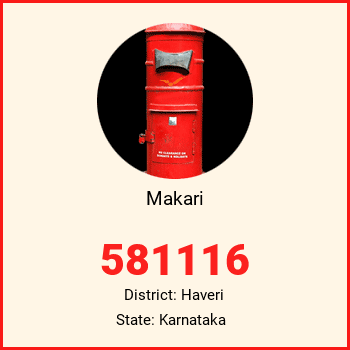 Makari pin code, district Haveri in Karnataka