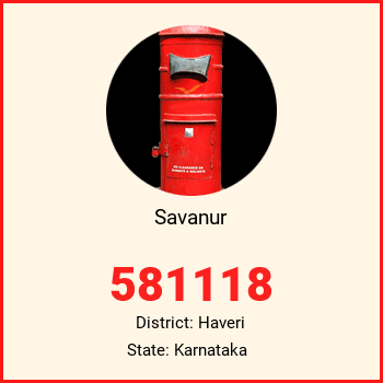 Savanur pin code, district Haveri in Karnataka