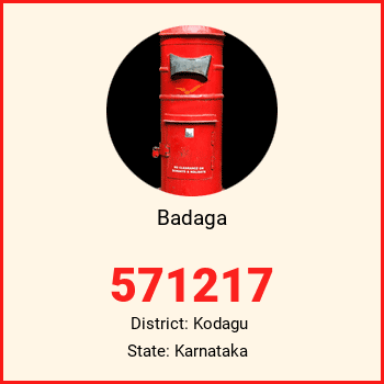 Badaga pin code, district Kodagu in Karnataka