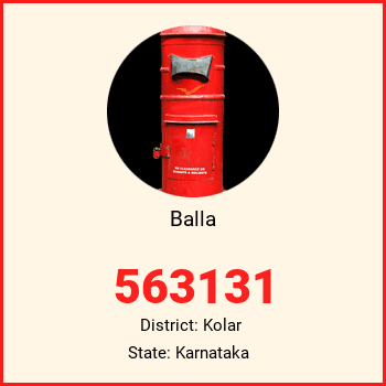 Balla pin code, district Kolar in Karnataka