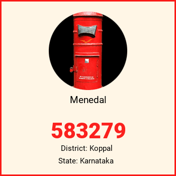 Menedal pin code, district Koppal in Karnataka