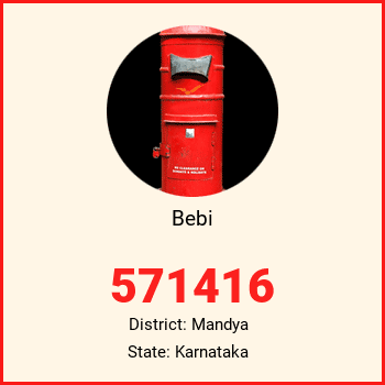 Bebi pin code, district Mandya in Karnataka