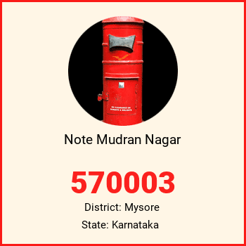Note Mudran Nagar pin code, district Mysore in Karnataka
