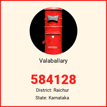 Valaballary pin code, district Raichur in Karnataka