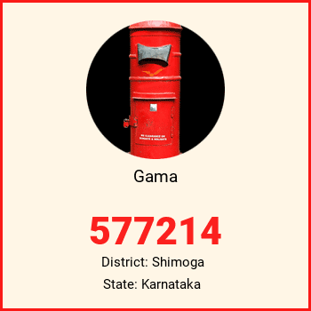 Gama pin code, district Shimoga in Karnataka