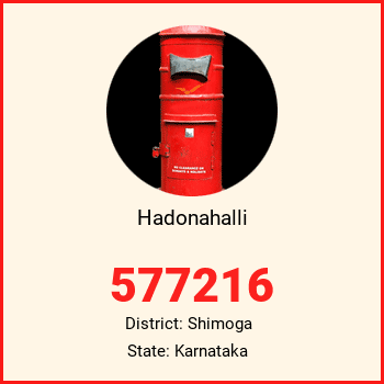 Hadonahalli pin code, district Shimoga in Karnataka