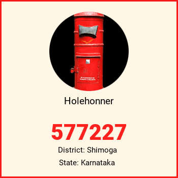 Holehonner pin code, district Shimoga in Karnataka