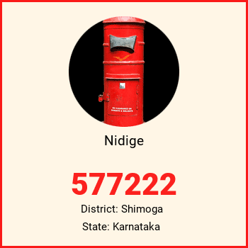 Nidige pin code, district Shimoga in Karnataka