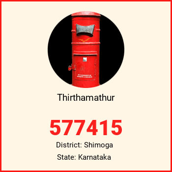 Thirthamathur pin code, district Shimoga in Karnataka
