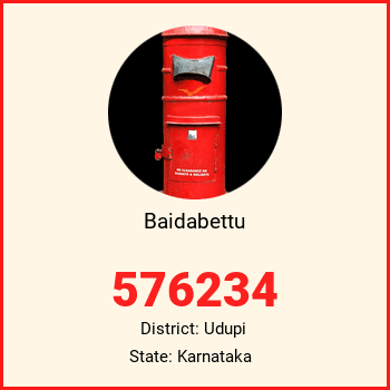 Baidabettu pin code, district Udupi in Karnataka