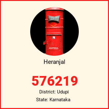 Heranjal pin code, district Udupi in Karnataka