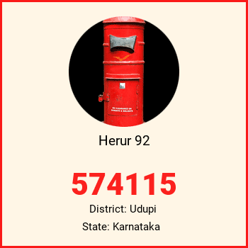 Herur 92 pin code, district Udupi in Karnataka
