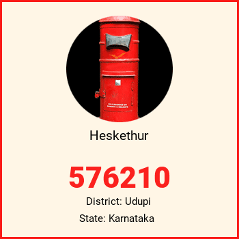Heskethur pin code, district Udupi in Karnataka