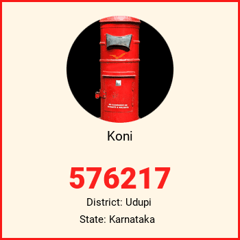 Koni pin code, district Udupi in Karnataka