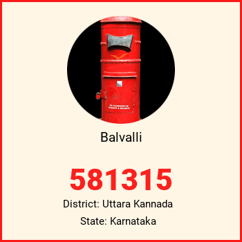 Balvalli pin code, district Uttara Kannada in Karnataka