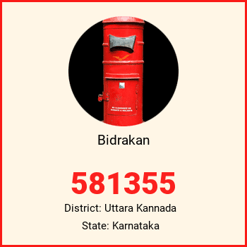 Bidrakan pin code, district Uttara Kannada in Karnataka