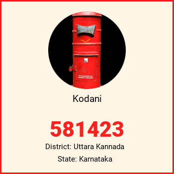 Kodani pin code, district Uttara Kannada in Karnataka
