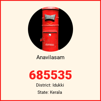 Anavilasam pin code, district Idukki in Kerala