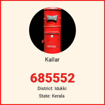 Kallar pin code, district Idukki in Kerala