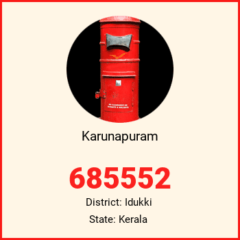 Karunapuram pin code, district Idukki in Kerala