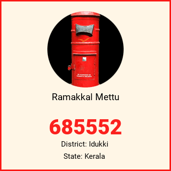 Ramakkal Mettu pin code, district Idukki in Kerala