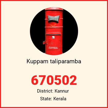 Kuppam taliparamba pin code, district Kannur in Kerala