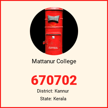 Mattanur College pin code, district Kannur in Kerala