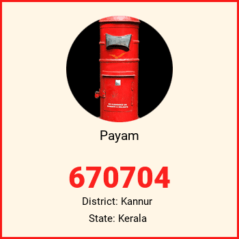 Payam pin code, district Kannur in Kerala