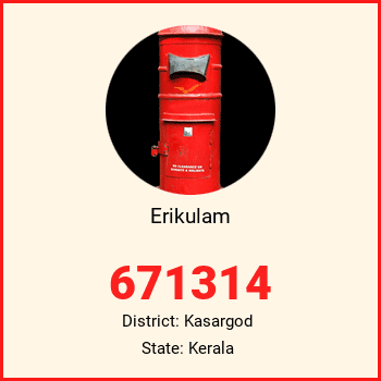 Erikulam pin code, district Kasargod in Kerala