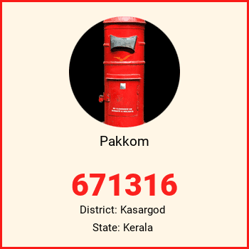 Pakkom pin code, district Kasargod in Kerala