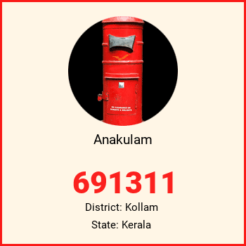 Anakulam pin code, district Kollam in Kerala