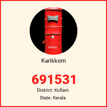Karikkom pin code, district Kollam in Kerala