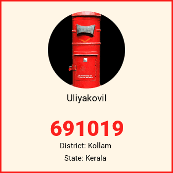 Uliyakovil pin code, district Kollam in Kerala