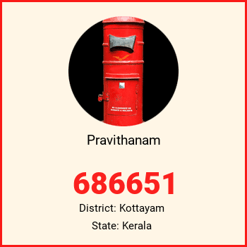 Pravithanam pin code, district Kottayam in Kerala