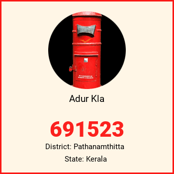 Adur Kla pin code, district Pathanamthitta in Kerala