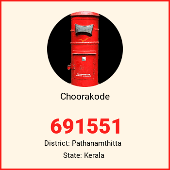 Choorakode pin code, district Pathanamthitta in Kerala