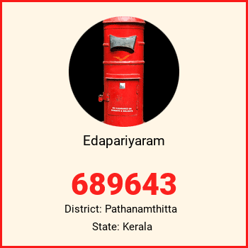 Edapariyaram pin code, district Pathanamthitta in Kerala