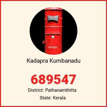 Kadapra Kumbanadu pin code, district Pathanamthitta in Kerala