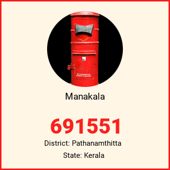 Manakala pin code, district Pathanamthitta in Kerala