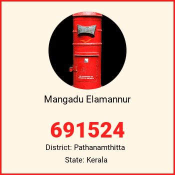 Mangadu Elamannur pin code, district Pathanamthitta in Kerala