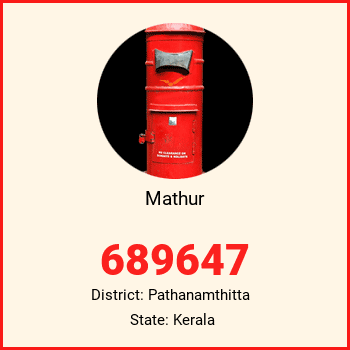Mathur pin code, district Pathanamthitta in Kerala
