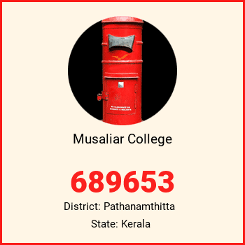 Musaliar College pin code, district Pathanamthitta in Kerala