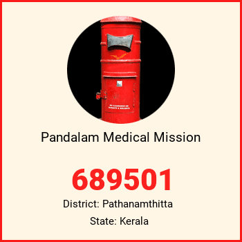 Pandalam Medical Mission pin code, district Pathanamthitta in Kerala
