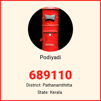 Podiyadi pin code, district Pathanamthitta in Kerala