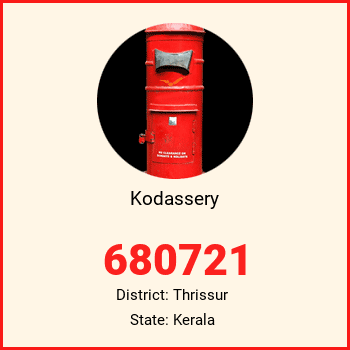 Kodassery pin code, district Thrissur in Kerala