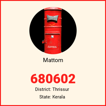 Mattom pin code, district Thrissur in Kerala