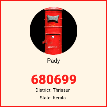 Pady pin code, district Thrissur in Kerala