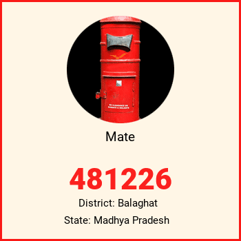 Mate pin code, district Balaghat in Madhya Pradesh